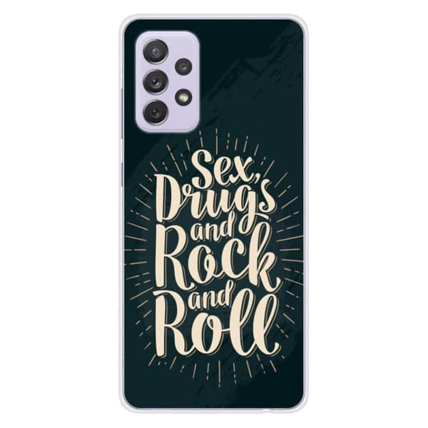 Tryckt silikonfodral som är kompatibelt med Samsung Galaxy A72 4G Sex and rock and roll