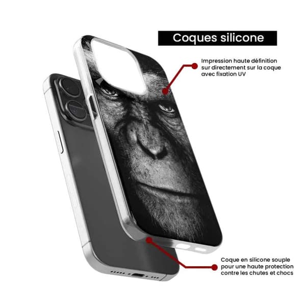 Siliconeklädd skal - 1001 skal - Samsung Galaxy A70 - Mönster av apa - Optimalt skydd - Semi-stiv