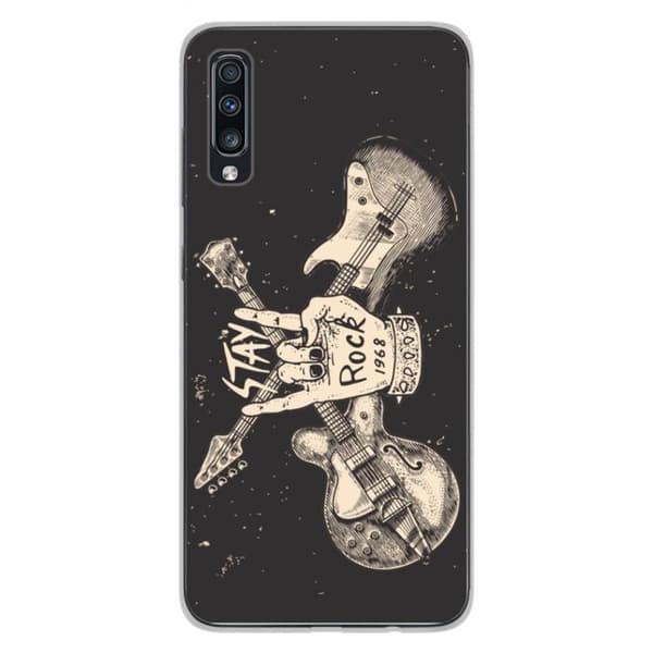Tryckt silikonfodral som är kompatibelt med Samsung Galaxy A70 Stay rock