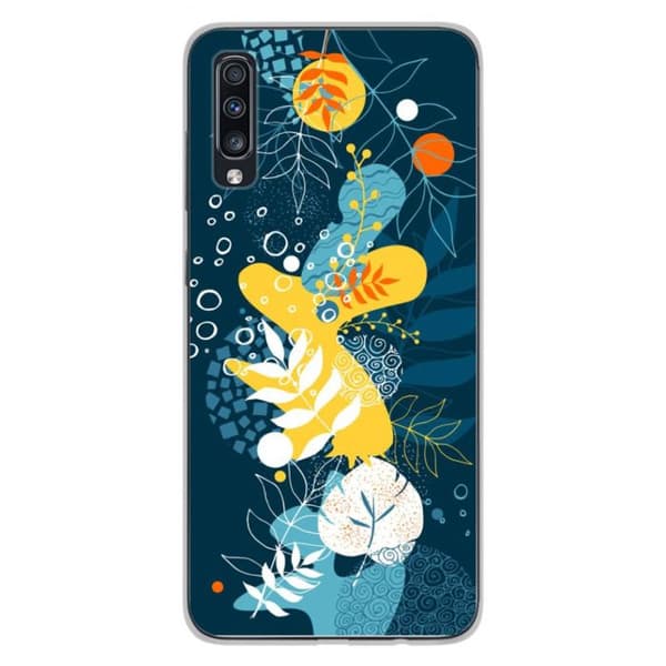 Tryckt silikonfodral som är kompatibelt med Samsung Galaxy A70 Sea flowers