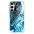 Miniatyrbild 1 av 6: Tryckt silikonfodral som är kompatibelt med Samsung Galaxy A55 5G Marble Blue Glitter