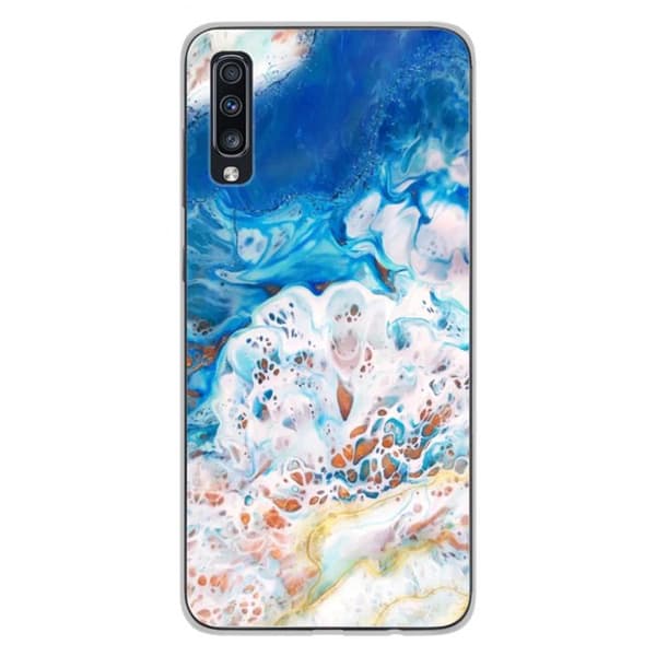 Tryckt silikonfodral som är kompatibelt med Samsung Galaxy A70 Ocean marmor