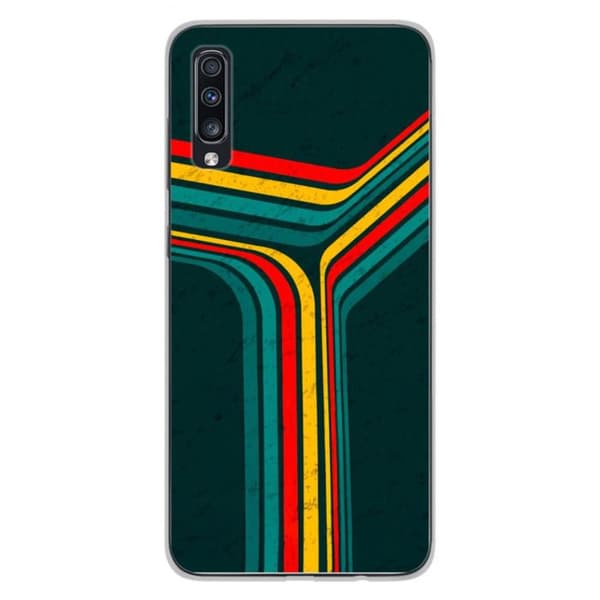 Tryckt silikonfodral som är kompatibelt med Samsung Galaxy A70 Retro-linjer