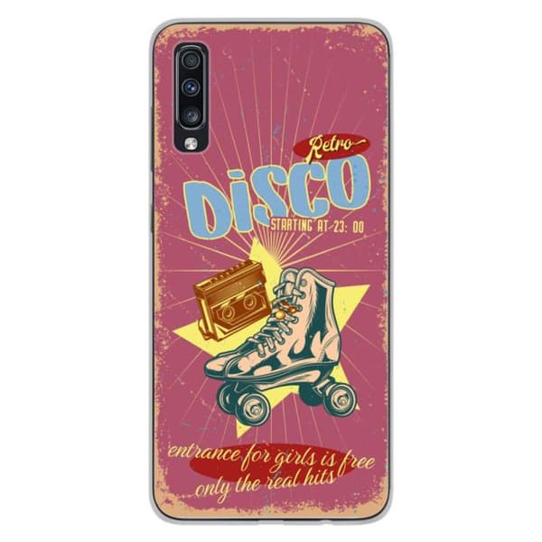 Tryckt silikonfodral som är kompatibelt med Samsung Galaxy A70 Retro disco