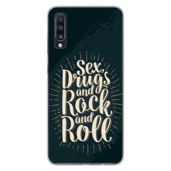 Tryckt silikonfodral som är kompatibelt med Samsung Galaxy A70 Sex and rock and roll