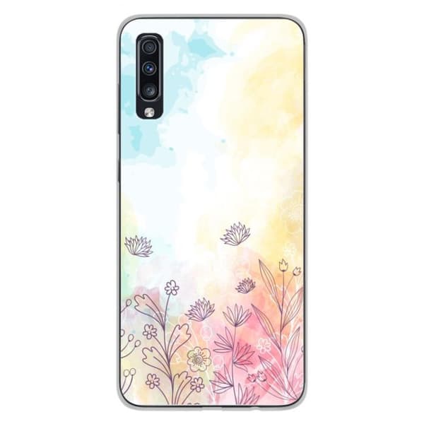 Tryckt silikonfodral som är kompatibelt med Samsung Galaxy A70 akvarellblommor