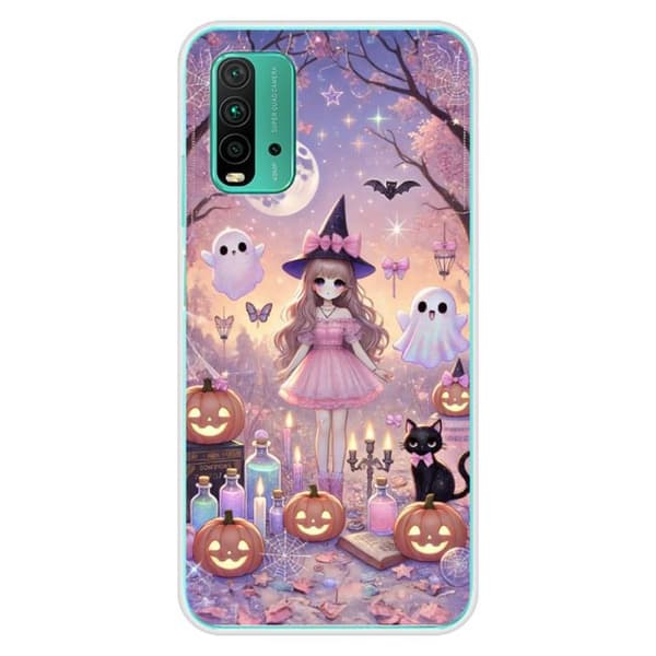 Tryckt silikonfodral som är kompatibelt med Xiaomi Redmi 9T HA Mangalloween