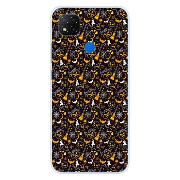 Silikonskal tryckt - 1001 skal - Xiaomi Redmi 9C - Halloween-mönster - Optimal skydd - Halvstyv