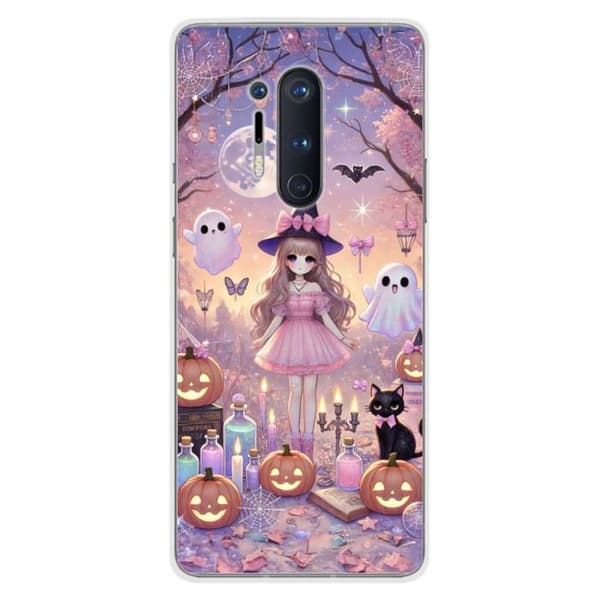 Siliconfodral med tryck - 1001 fodral - OnePlus 8 Pro - Flerfärgad - Halloween-mönster - Optimal skydd