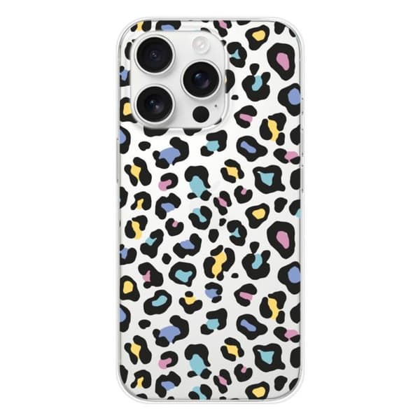 Tryckt silikonfodral som är kompatibelt med Apple iPhone 16 Pro Colorful leopard