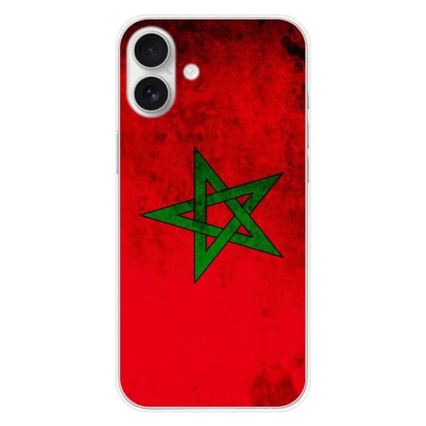 Tryckt silikonfodral som är kompatibelt med Apple iPhone 16 Plus Marockos flagga