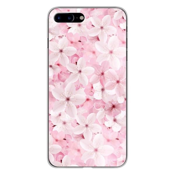 Tryckt silikonfodral som är kompatibelt med Apple iPhone 8 Plus Sakura