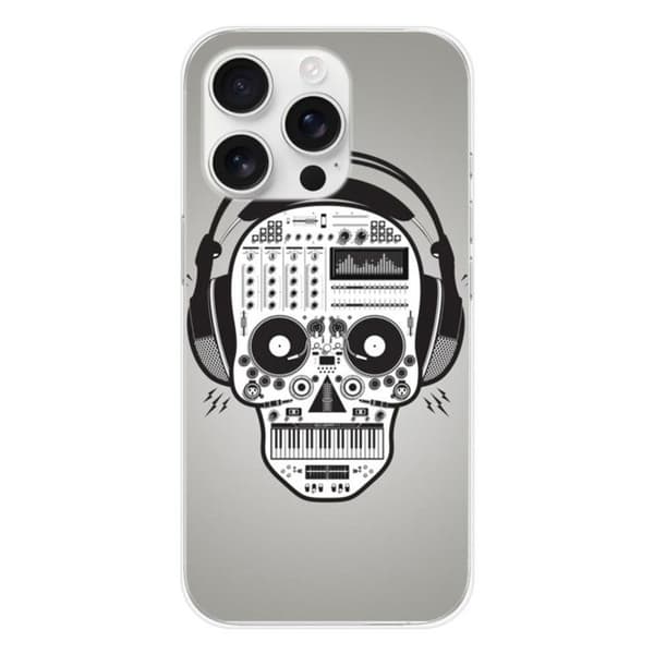 Tryckt silikonfodral som är kompatibelt med Apple iPhone 16 Pro Skull Music