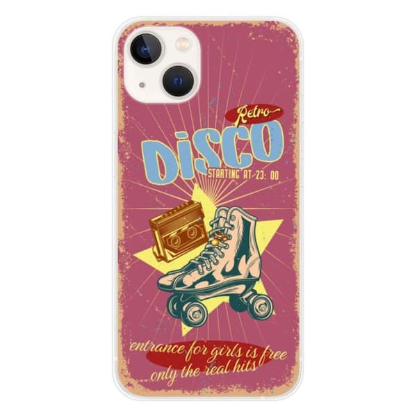Tryckt silikonfodral som är kompatibelt med Apple iPhone 13 Retro disco