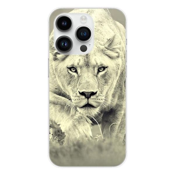 Tryckt silikonfodral som är kompatibelt med Apple iPhone 15 Pro Lioness