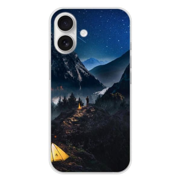 Tryckt silikonfodral som är kompatibelt med Apple iPhone 16 Alone in the Mountains