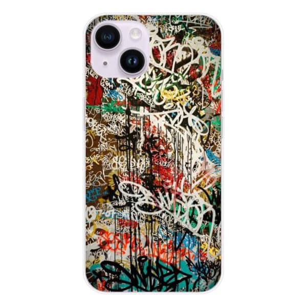 Tryckt silikonfodral som är kompatibelt med Apple iPhone 15 Graffiti 1