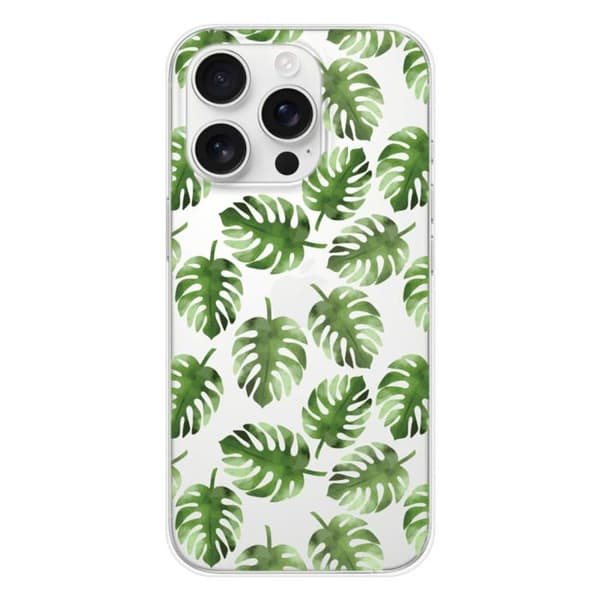 Tryckt silikonfodral som är kompatibelt med Apple iPhone 16 Pro Monstera blad