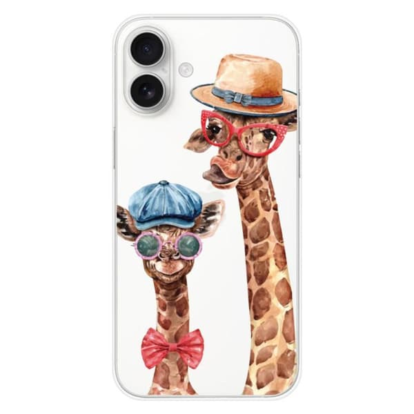 Tryckt silikonfodral som är kompatibelt med Apple iPhone 16 Plus Funny Giraffe