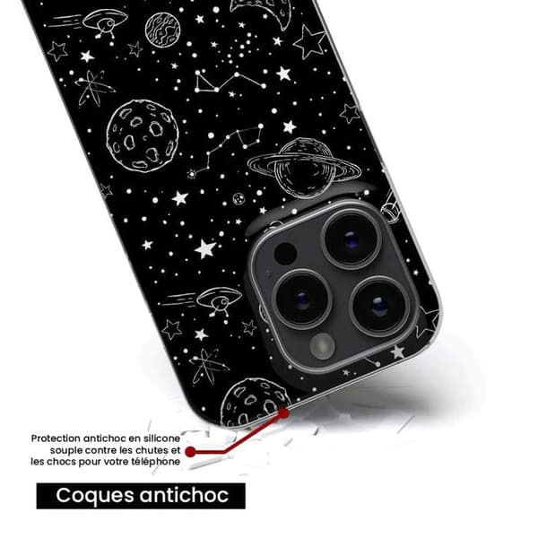 Silicone-fodral med tryck - 1001 fodral - Xiaomi Redmi Note 10/10S - Flerfärgad - Galaxy draw - Semi-stivt