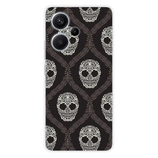 Tryckt silikonfodral som är kompatibelt med Xiaomi Redmi Note 13 Pro Plus 5G Floral skull