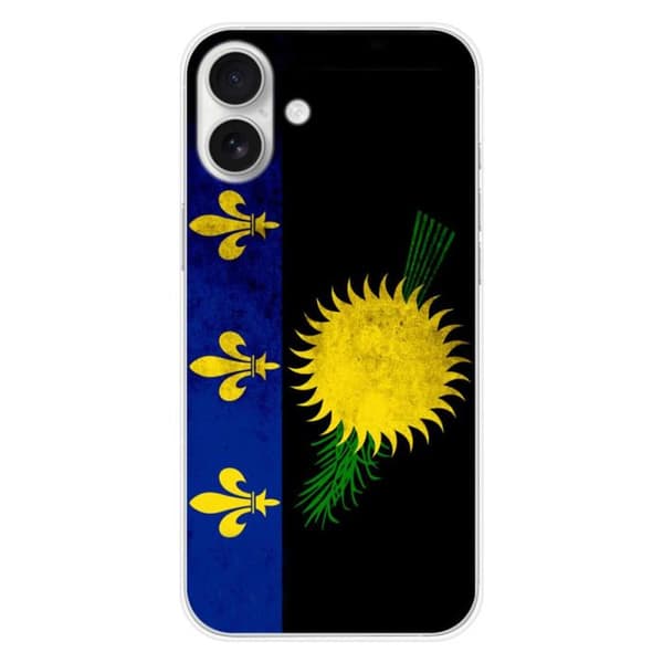 Tryckt silikonfodral som är kompatibelt med Apple iPhone 16 Plus Guadeloupe-flaggan