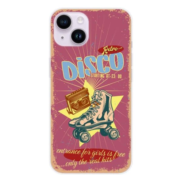 Tryckt silikonfodral som är kompatibelt med Apple iPhone 15 Retro disco