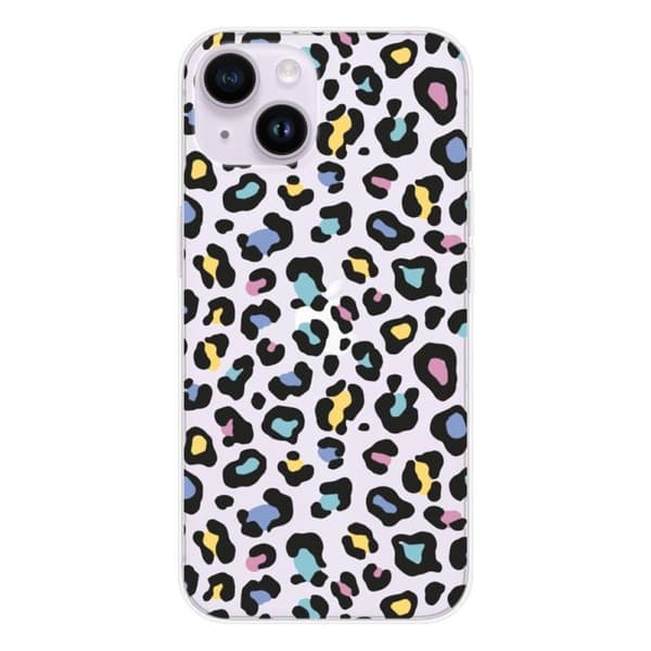 Tryckt silikonfodral som är kompatibelt med Apple iPhone 14 Färgglad leopard