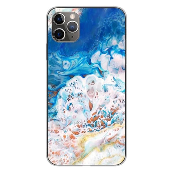 Tryckt silikonfodral kompatibelt Apple iPhone 11 Pro Max Ocean Marble