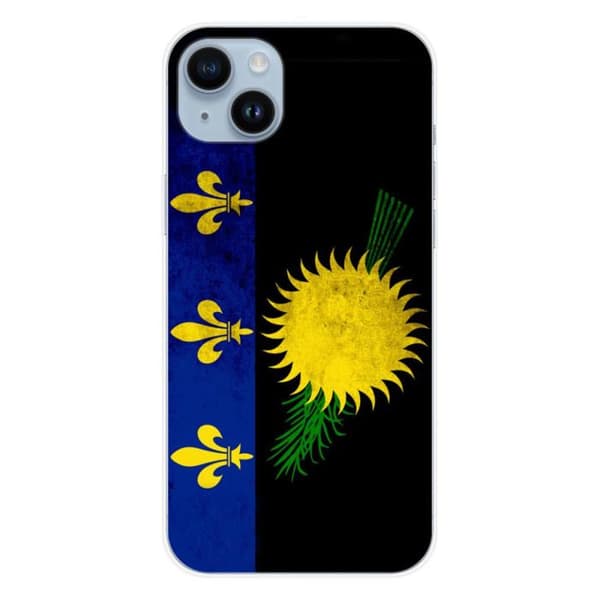 Tryckt silikonfodral som är kompatibelt med Apple iPhone 15 Plus Guadeloupe-flaggan