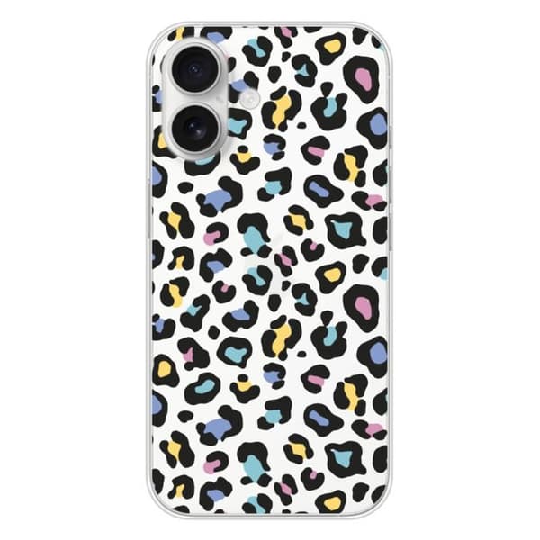 Tryckt silikonfodral som är kompatibelt med Apple iPhone 16 Färgglad leopard