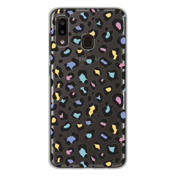 Tryckt silikonfodral som är kompatibelt med Samsung Galaxy A20e Färgglad leopard