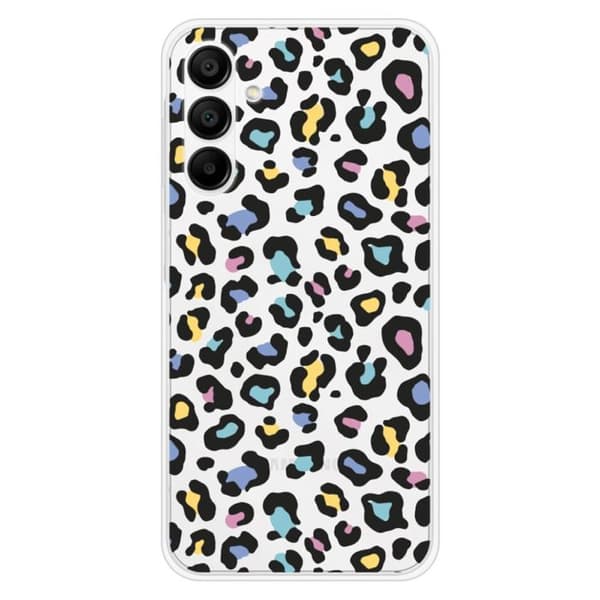 Tryckt silikonfodral som är kompatibelt med Samsung Galaxy A15 Färgglad leopard