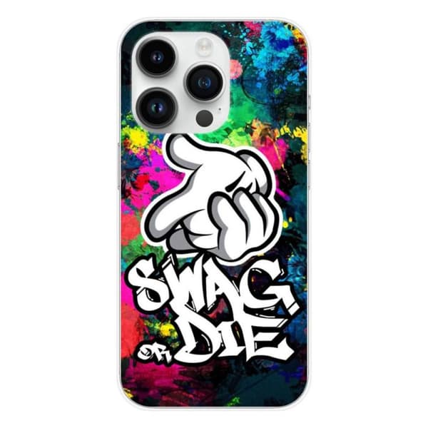 Tryckt silikonfodral som är kompatibelt med Apple iPhone 15 Pro Swag or die