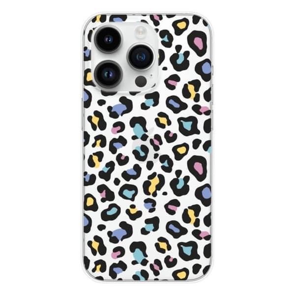 Tryckt silikonfodral som är kompatibelt med Apple iPhone 14 Pro Colorful leopard