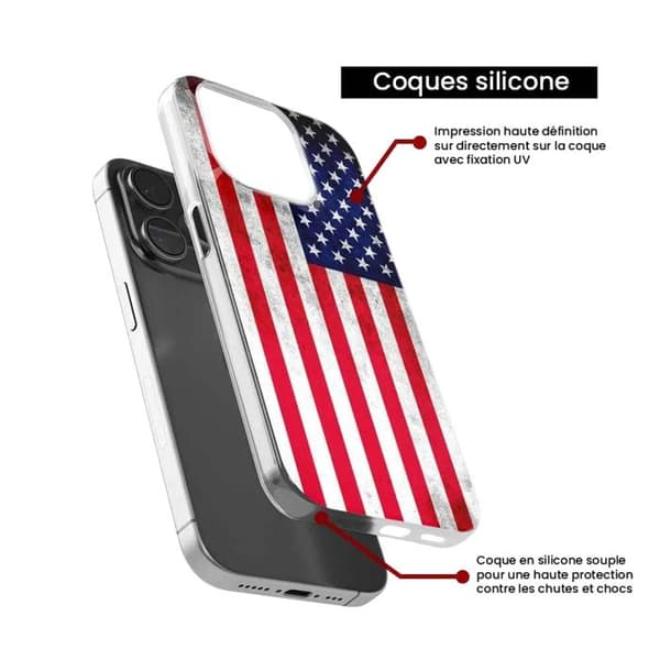 Silikonskal med tryck - 1001 skal - Apple iPhone 15 - USA-flagga - Optimal skydd - Semi-styv