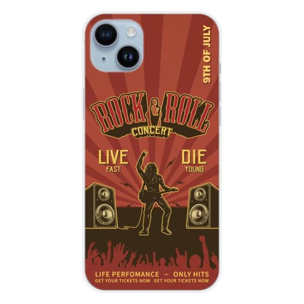 Siliconefodral med tryck - 1001 fodral - Apple iPhone 14 Plus - Flerfärgad - Rock and roll - S meia-hård