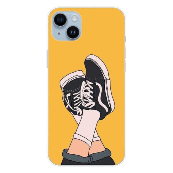 Tryckt silikonfodral som är kompatibelt med Apple iPhone 15 Plus sneakers