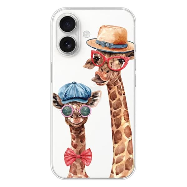 Tryckt silikonfodral som är kompatibelt med Apple iPhone 16 Funny Giraffe
