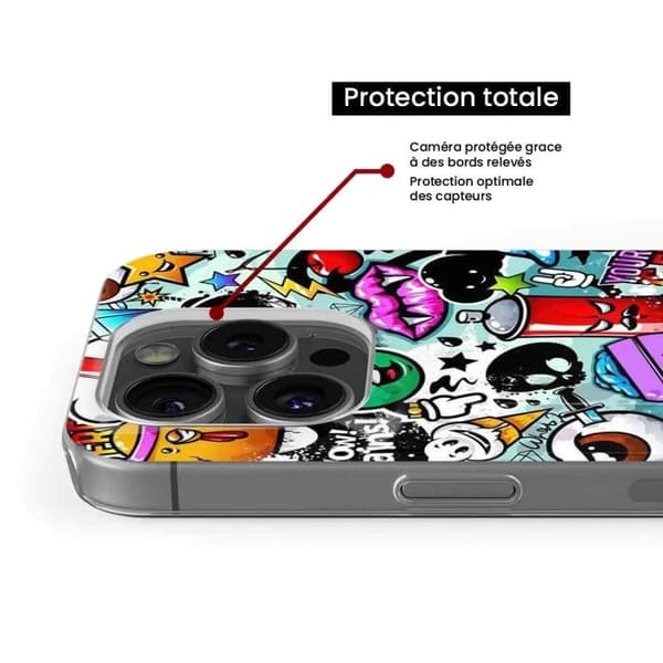 Tryckt silikonfodral som är kompatibelt med Apple iPhone 16 Pro Graffiti 2