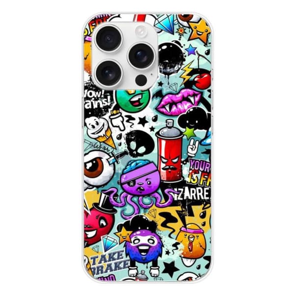 Tryckt silikonfodral som är kompatibelt med Apple iPhone 16 Pro Graffiti 2