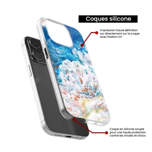 Tryckt silikonfodral som är kompatibelt med Apple iPhone 12 Ocean marmor
