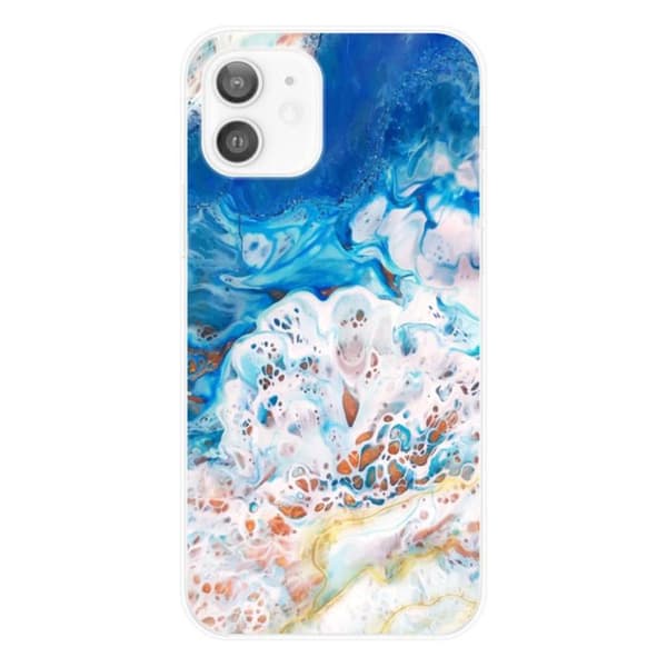 Tryckt silikonfodral som är kompatibelt med Apple iPhone 12 Ocean marmor