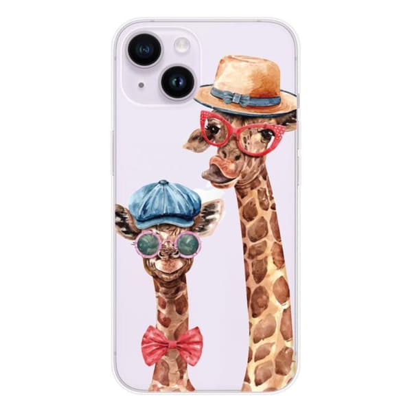 Tryckt silikonfodral som är kompatibelt med Apple iPhone 15 Funny Giraffe