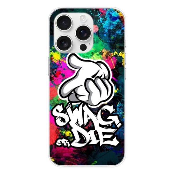 Tryckt silikonfodral som är kompatibelt med Apple iPhone 16 Pro Swag or die