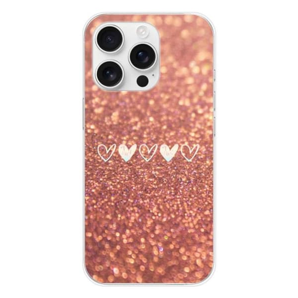 Tryckt silikonfodral som är kompatibelt med Apple iPhone 16 Pro glitterhjärta