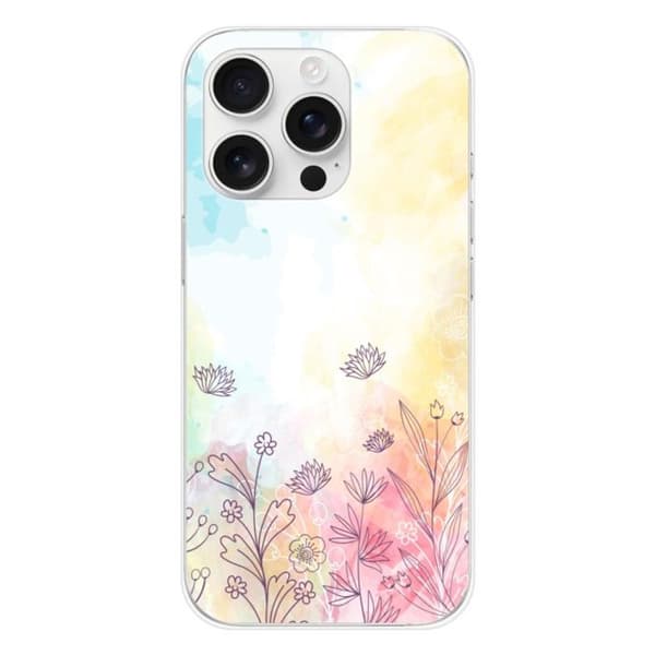 Tryckt silikonfodral som är kompatibelt med Apple iPhone 16 Pro Watercolor blommor