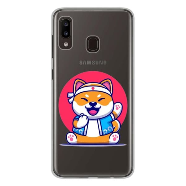 Tryckt silikonfodral som är kompatibelt med Samsung Galaxy A20e Shiba ninja