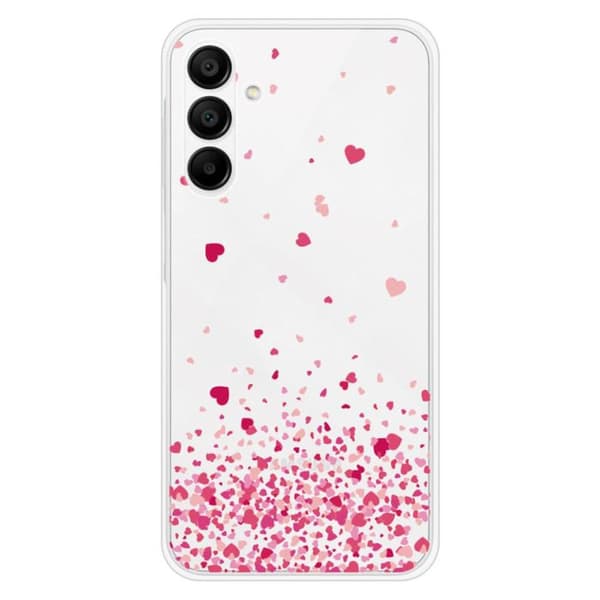Tryckt silikonfodral som är kompatibelt med Samsung Galaxy A15 Pink Heart Confetti