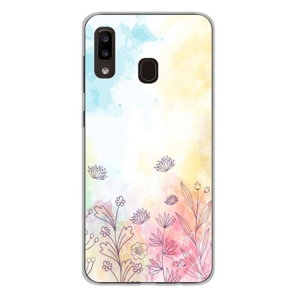 Tryckt silikonfodral som är kompatibelt med Samsung Galaxy A20e akvarellblommor
